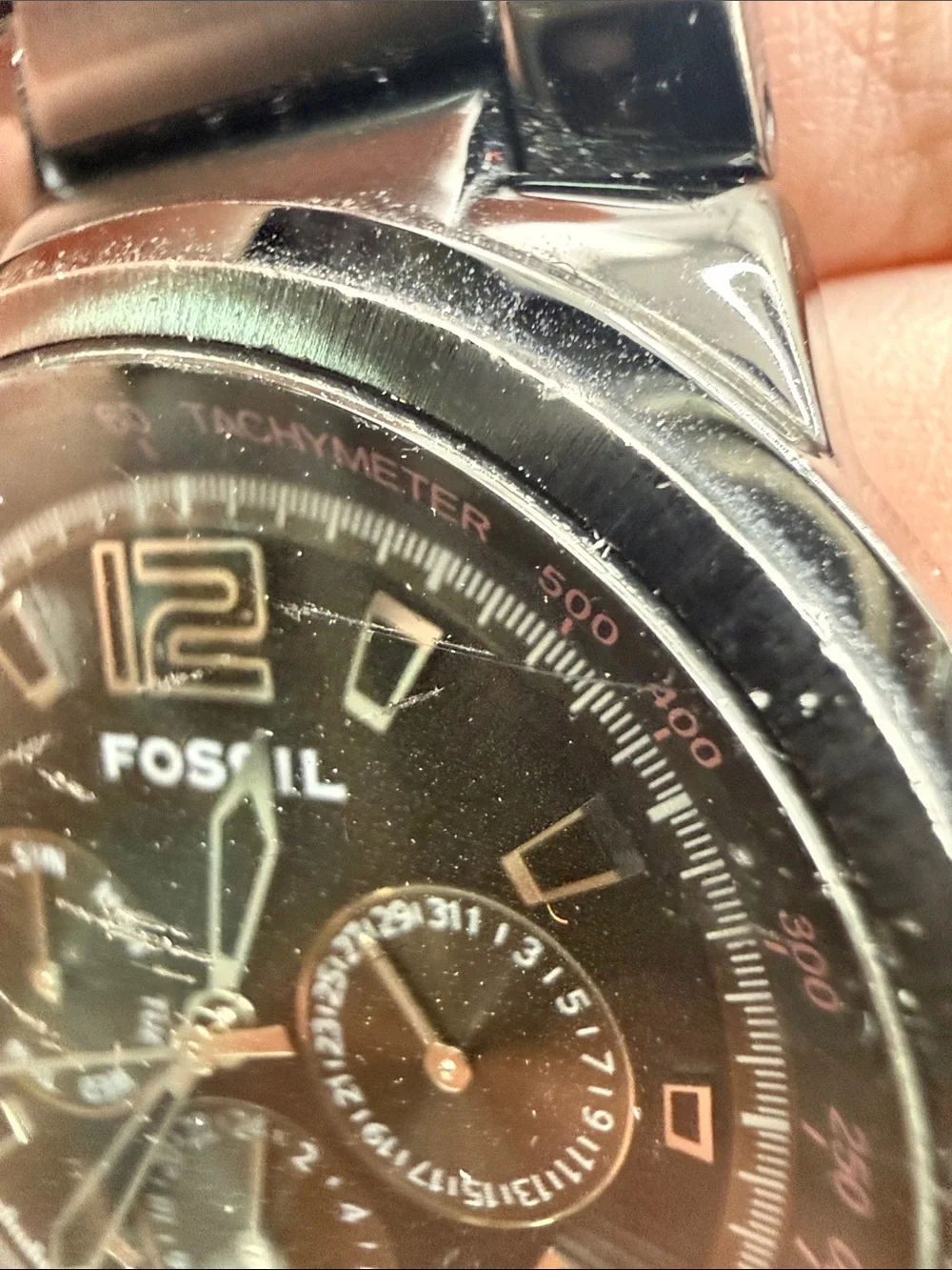 Fossil Arkitekt FS4123 Mens Black Plated Chronograph Quartz Watch Stainless READ